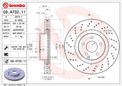 Tarcza hamulcowa przód   C 216 W 221 335 mm