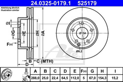 Tarcza hamulcowa przednia C 204 W 204 288 mm